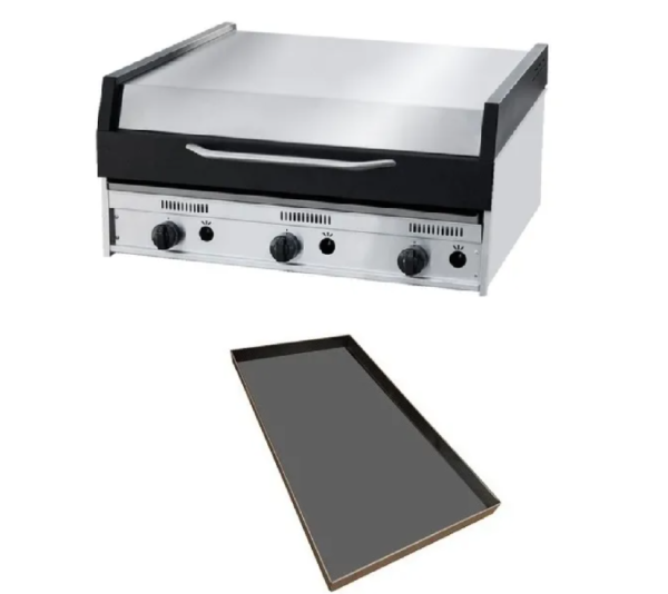 Parrilla Acero Inox Corbelli CFP 90 c/Plancheta y Tapa
